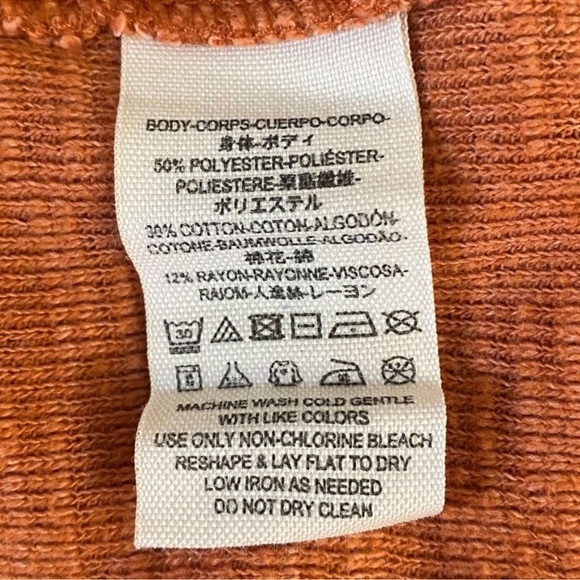 We The Free Burnt Orange Thermal Turtleneck Sweater Split Back Size Small Autumn - Picture 4 of 10